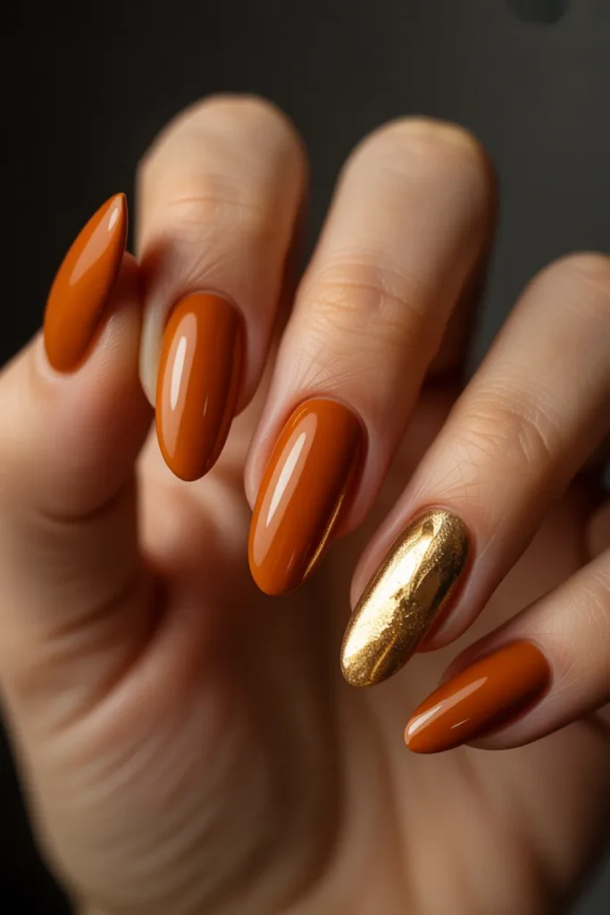 16 Orange Nails with Gold — Luxe Autumn · Intermediate
