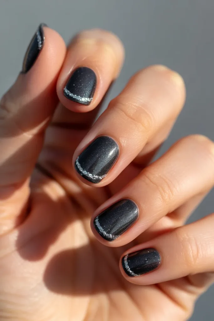 16 Subtle Black Glitter Nails — Everyday Wear