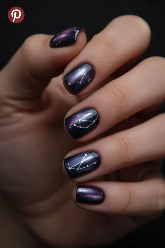 16 — Galaxy Nails Black — Dark Academia Vibes