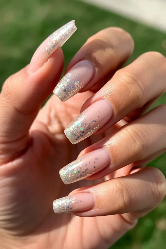 16. Glitter Ombre Graduation Nails — Festive and Fun