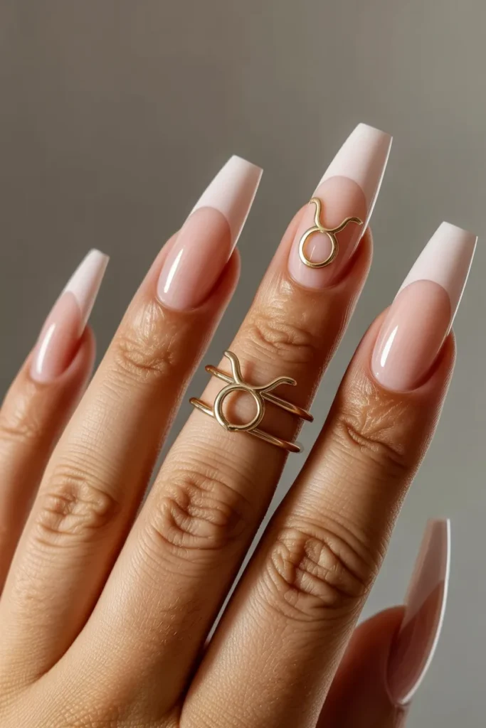 16. Nude Acrylic Coffin with Taurus Glyph Stamping