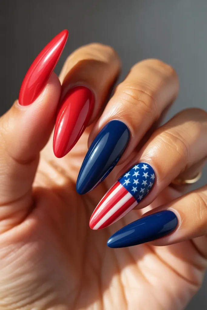 17 4th of July Acrylic Nails — Long Almond · Salon Recommended