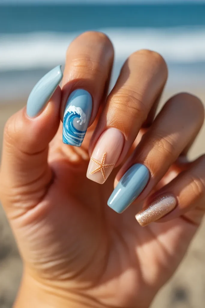 17 Acrylic Nail Ideas for Summer — Beach Theme · Intermediate