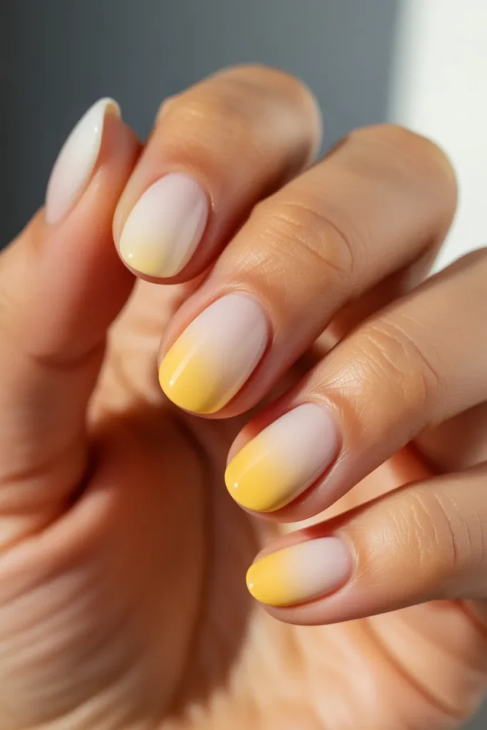 17 Ombre Summer Nails — White to Yellow Butter