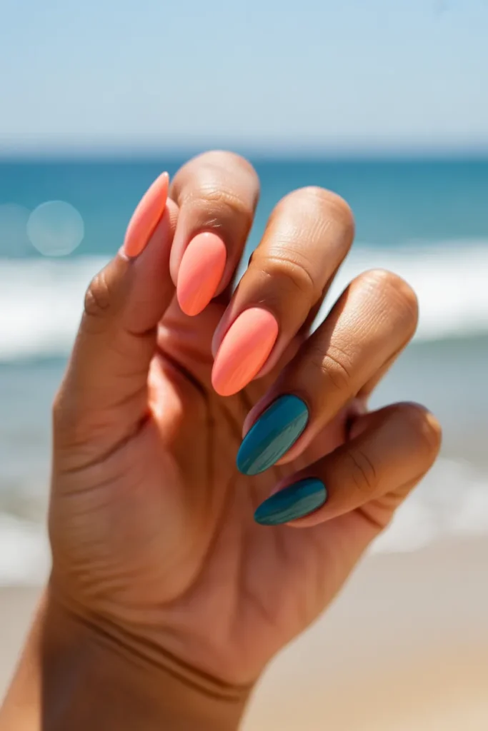 17 Vacation Nails — Short Almond Beachy Set