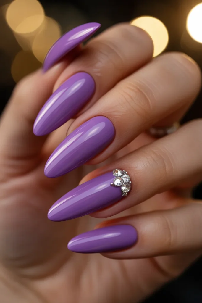 17 Violet Spring Nails for Prom — Long Almond