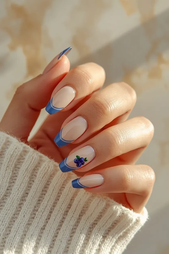 17. Blueberry French Tip Design — Chic Modern Totally Trending