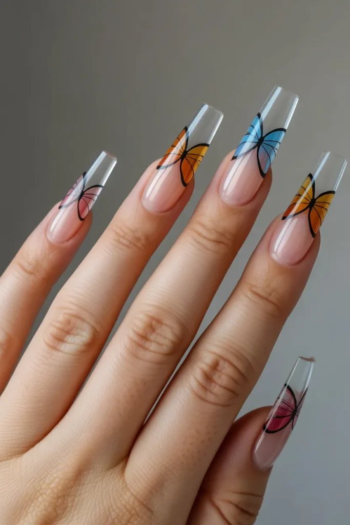 17. Gel Butterfly Nails
