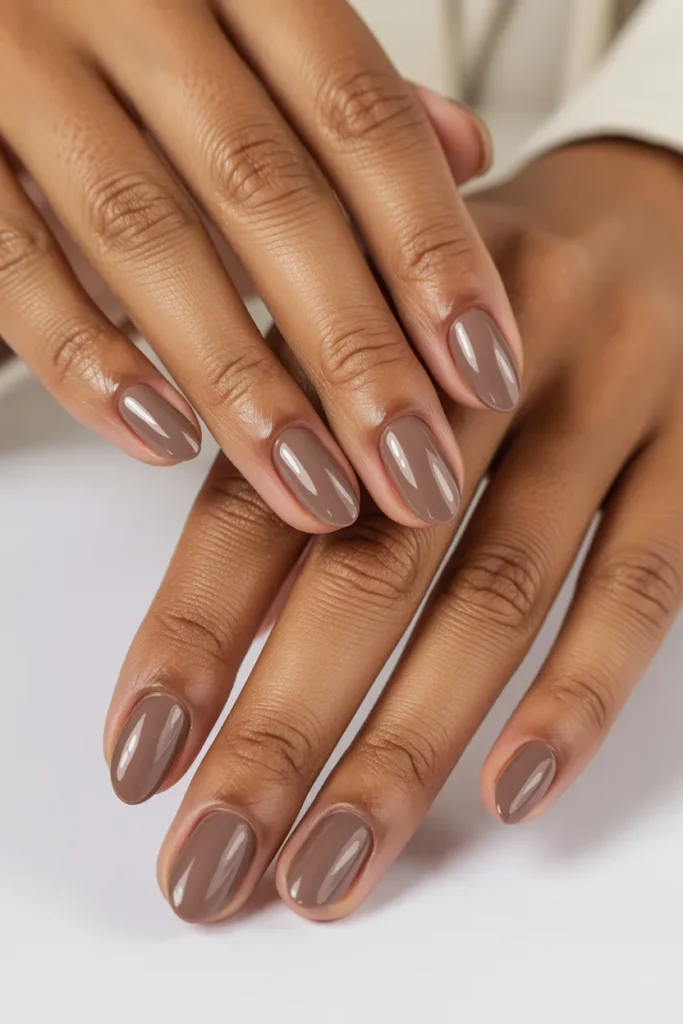 17. Neutral Glossy Oval Nails — Professional Staple