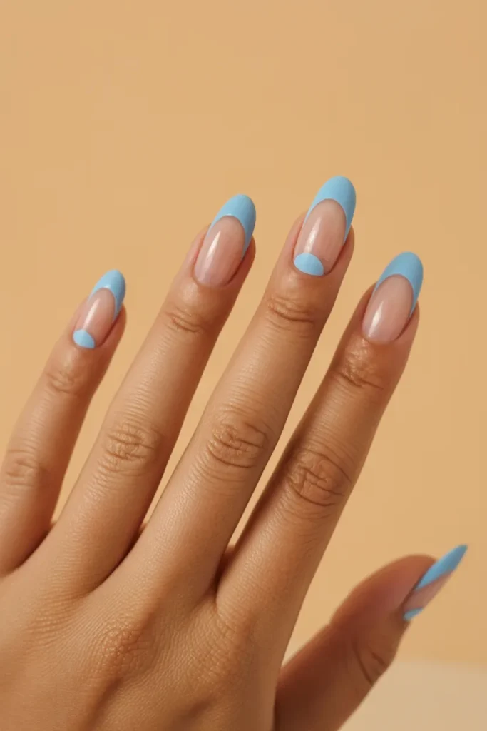 17. Sky Blue Negative Space Nails
