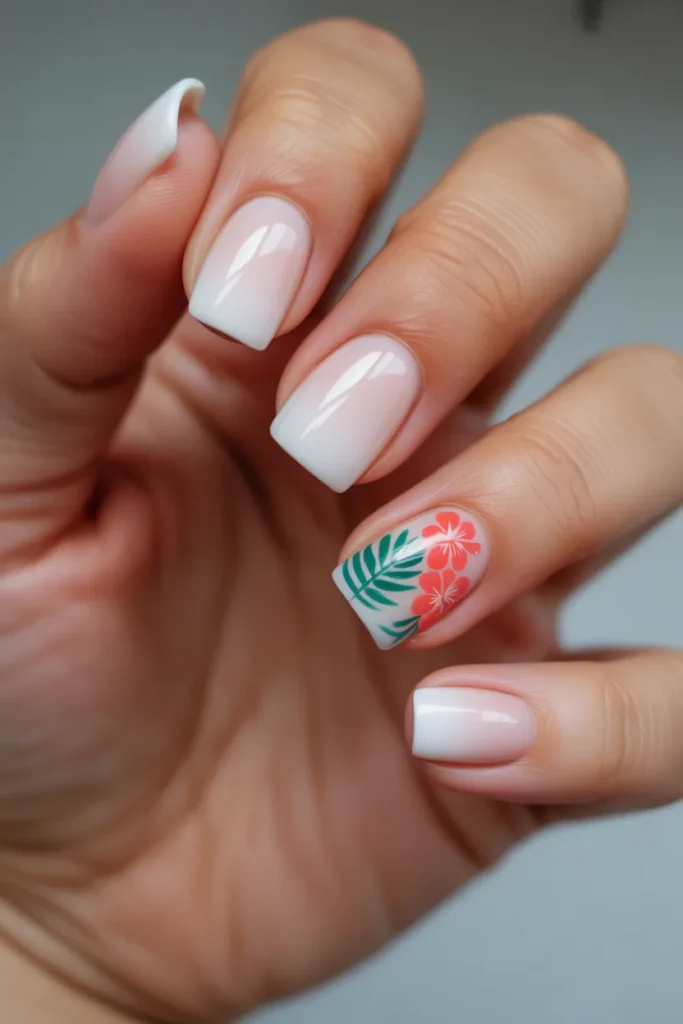 17. Vacation Nails in Tropical Print — Short Playful