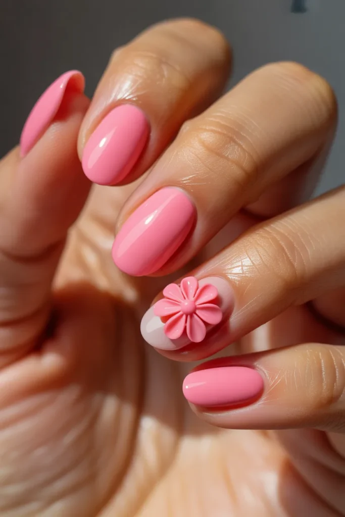 18 3D Flower Short Almond Nails