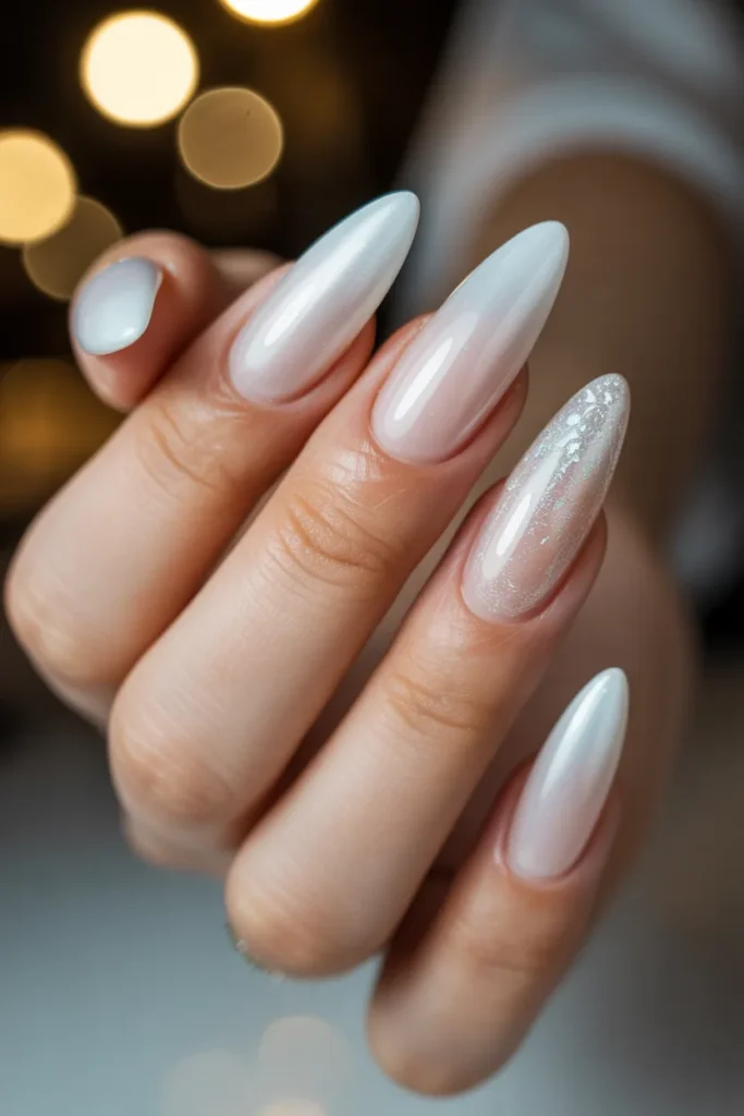 18 Milky White Prom Nails — Long Almond