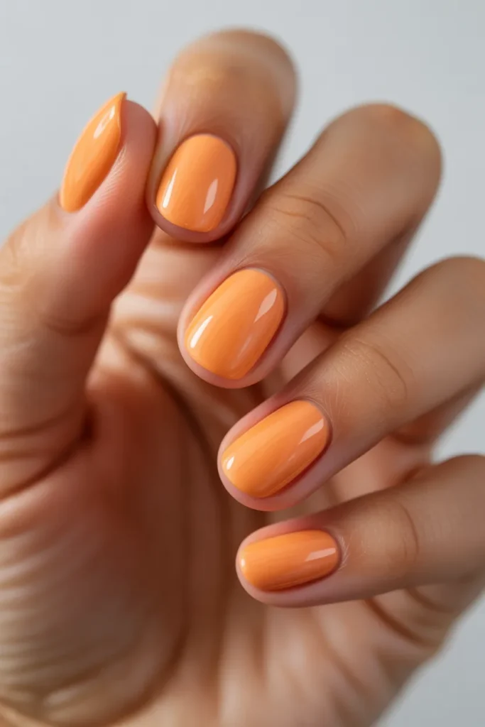 18 Simple Orange Nails — Short Oval · Beginner · All Tones