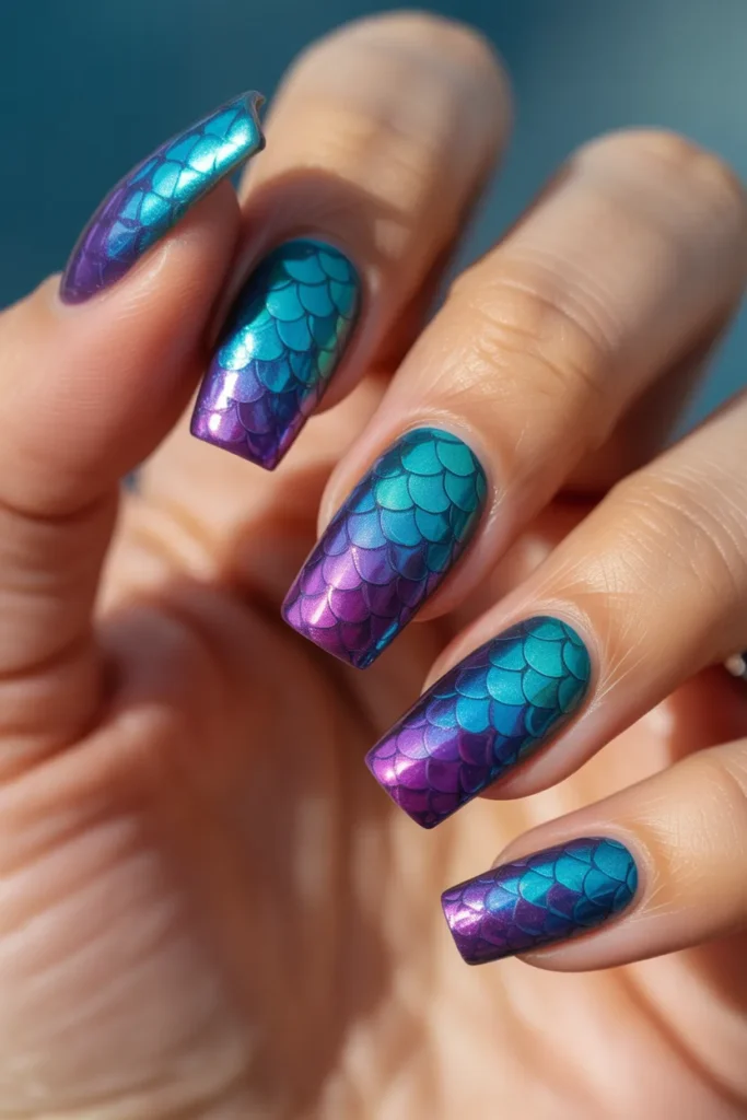 18 Summer Ombre Nails Inspiration — Mermaid Scales
