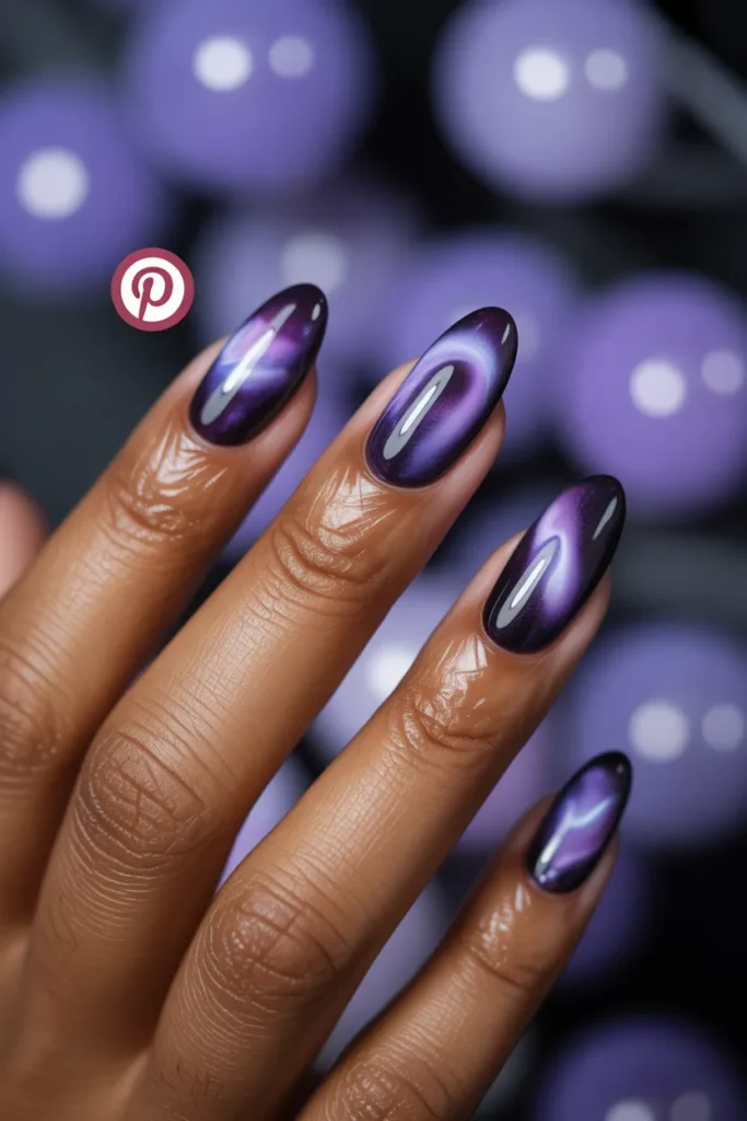 18 — Galaxy Aura Nails — Cosmic Purple and Black