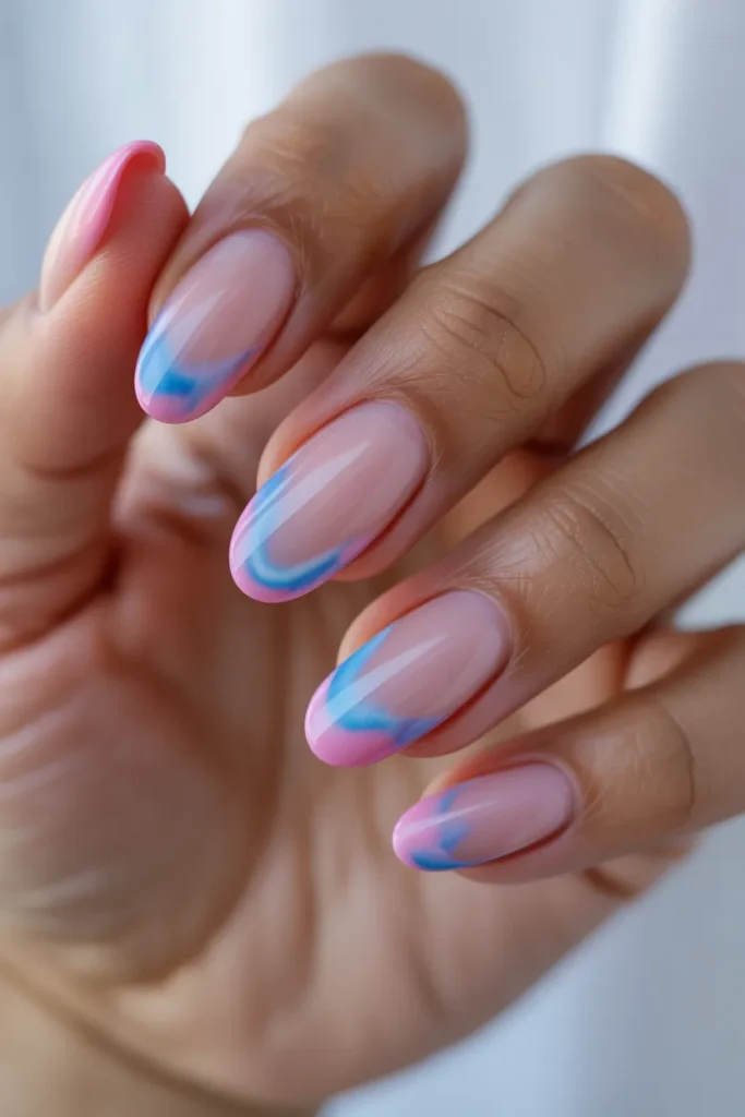 18. Aura Nails — Pink and Blue Cloud Effect