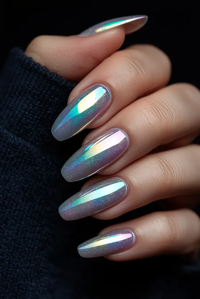 18. Holographic Iridescent Chrome Nails That Make Every Spring Outfit Feel Like a Moment