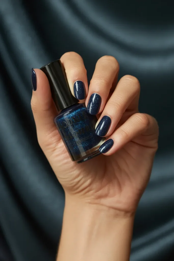 18. Navy Blue Glitter Nail Polish
