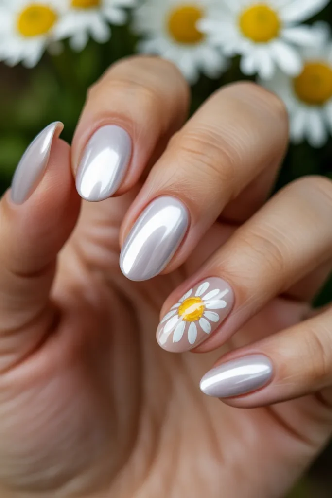 19 Daisy Chrome Nails for May