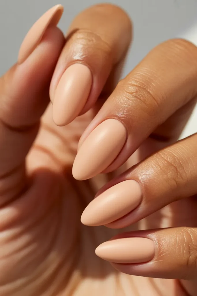 19 Matte Nude Short Almond Nails
