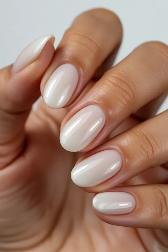 19 Milky White Nails — Glazed Donut Effect