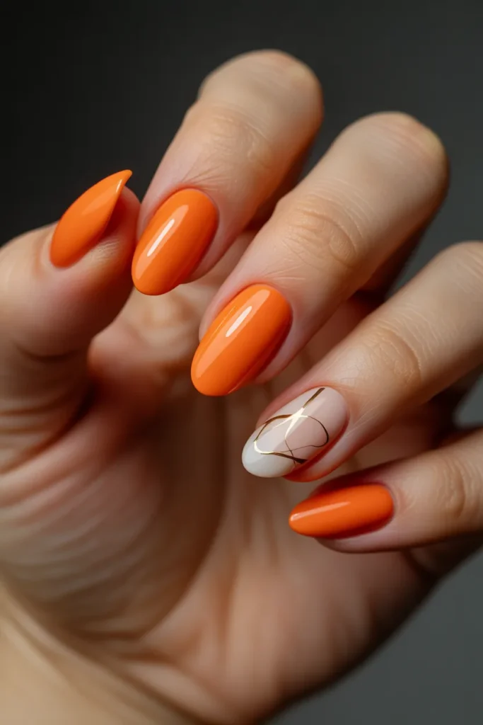 19 Orange Nail Designs — Abstract Line Art · Advanced