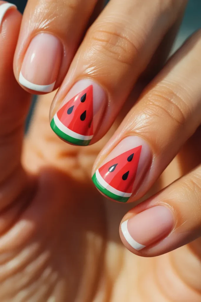 19 Watermelon Nail Art Designs — Geometric · Intermediate