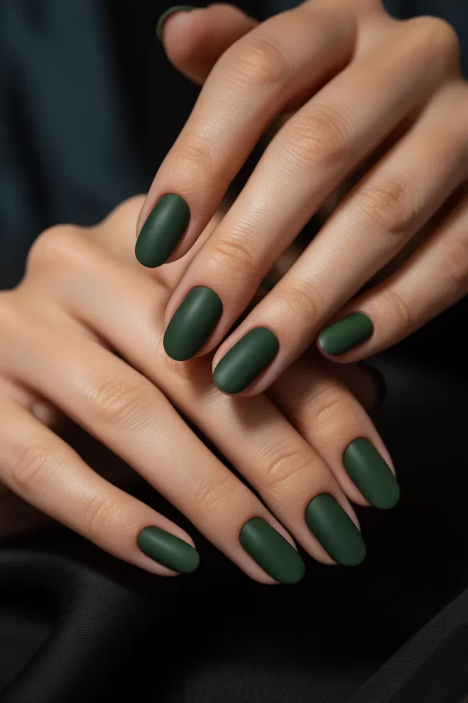 19. Dark Green Oval Nails — Unexpected and Gorgeous