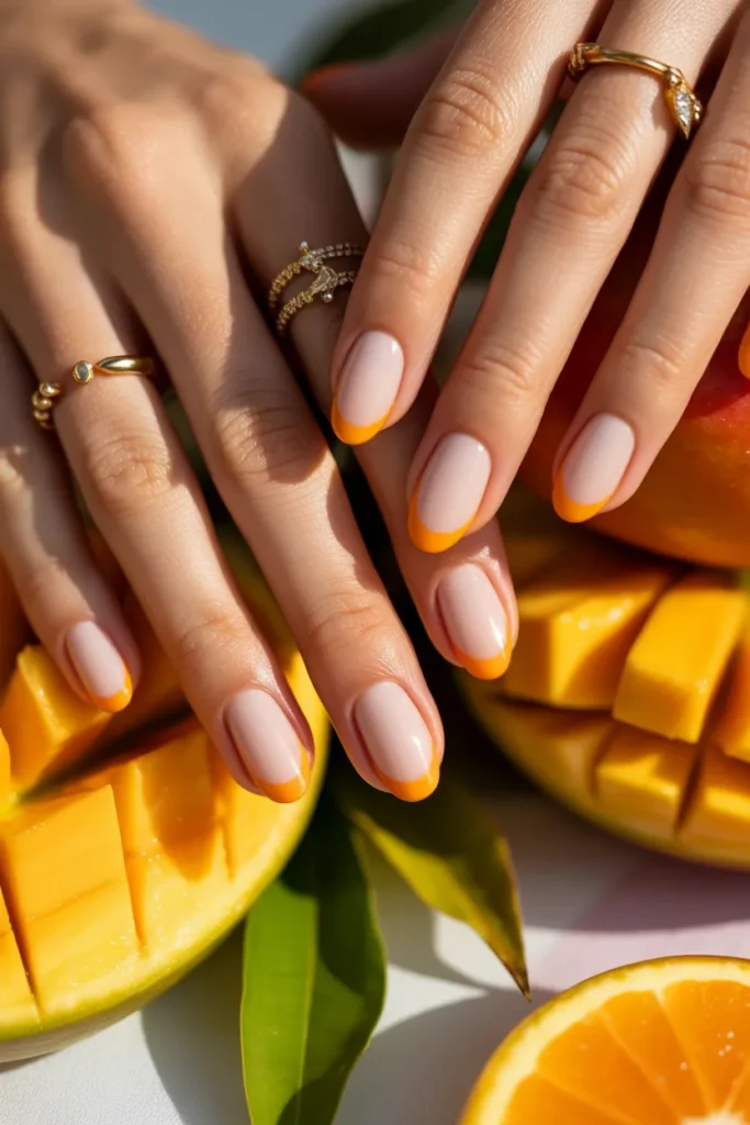 19. Mango and Cream French Tips — Nails Ideas Summer Favourite