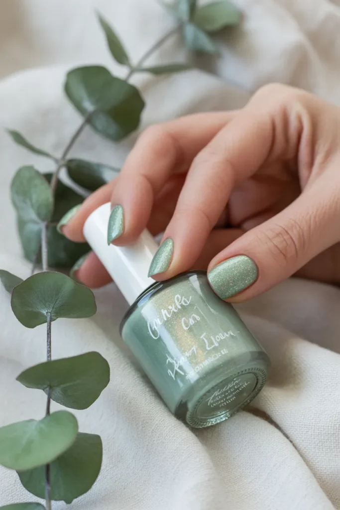 19. Mint and Sage Green Glitter Nail Polish