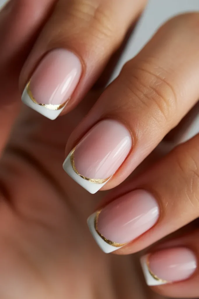 19. Pink Ombre French with Gold Foil Accent