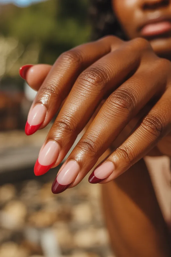 19. Red French Tips for Deeper Skin Tones