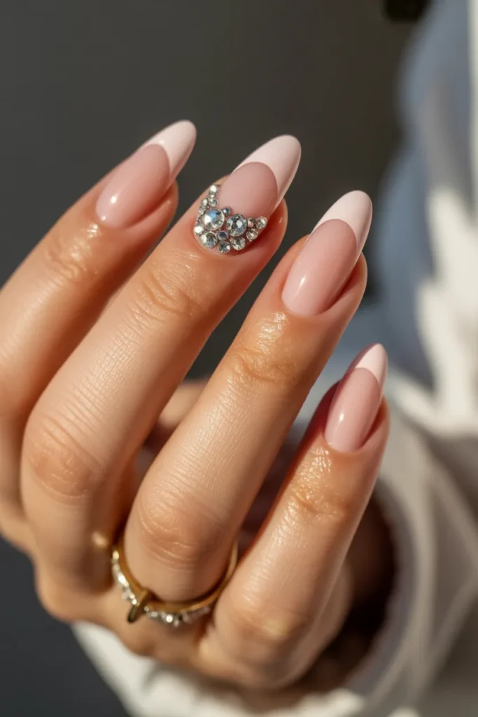 19. Rhinestone Accent Nails — Subtle Sparkle