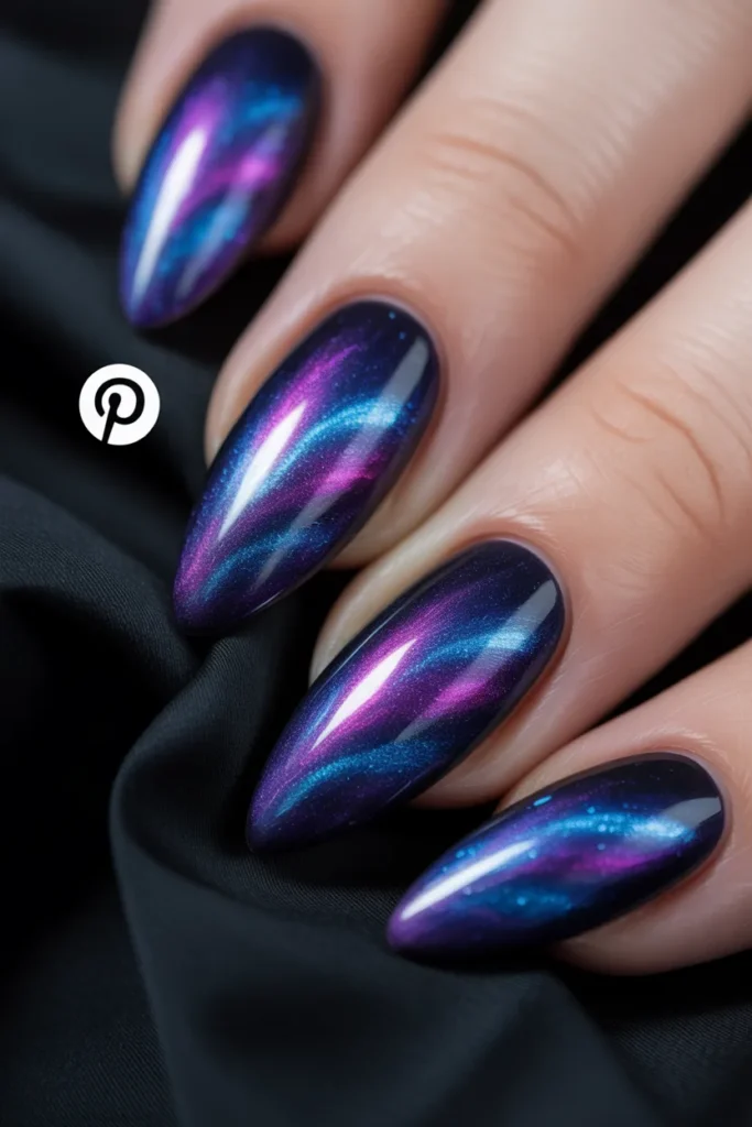 2 — Galaxy Cat Eye Nails