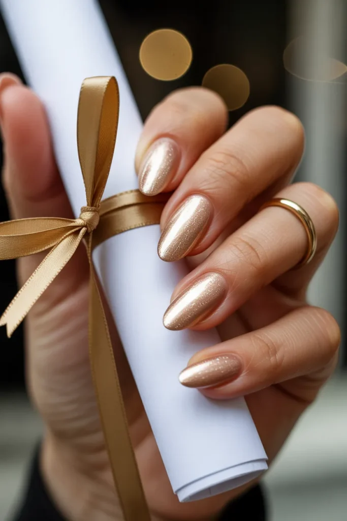 2. Champagne and Gold Nails — Understated Luxury