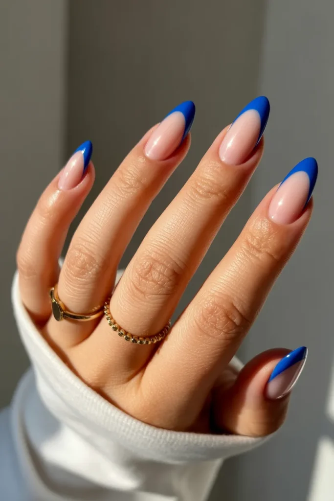 2. Royal Blue French Tip Nails