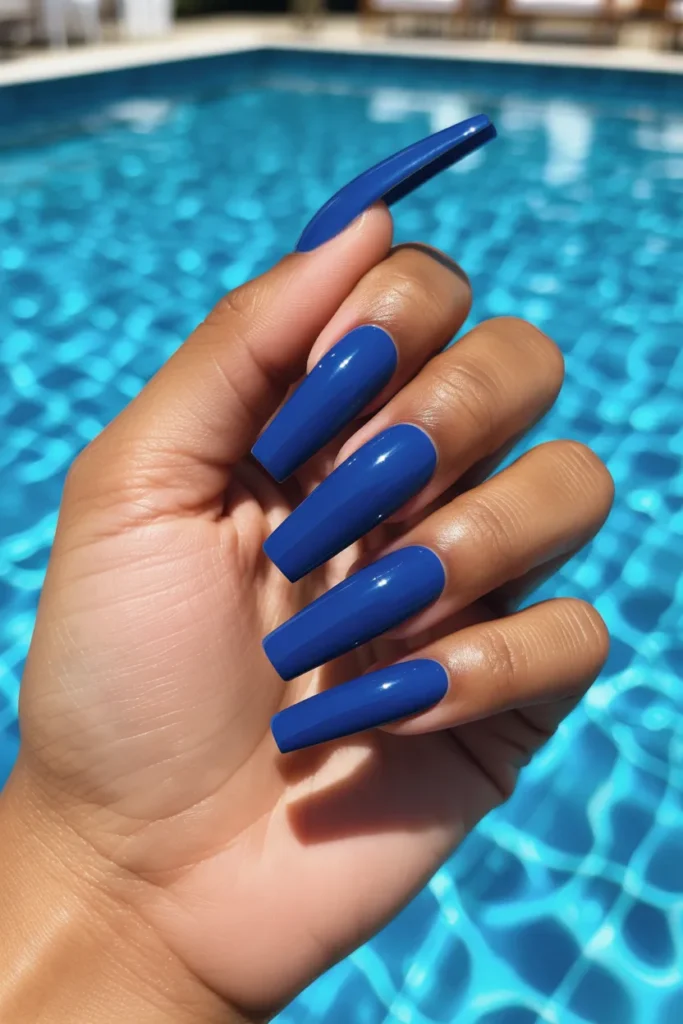 2. Solid Cobalt Coffin Nails