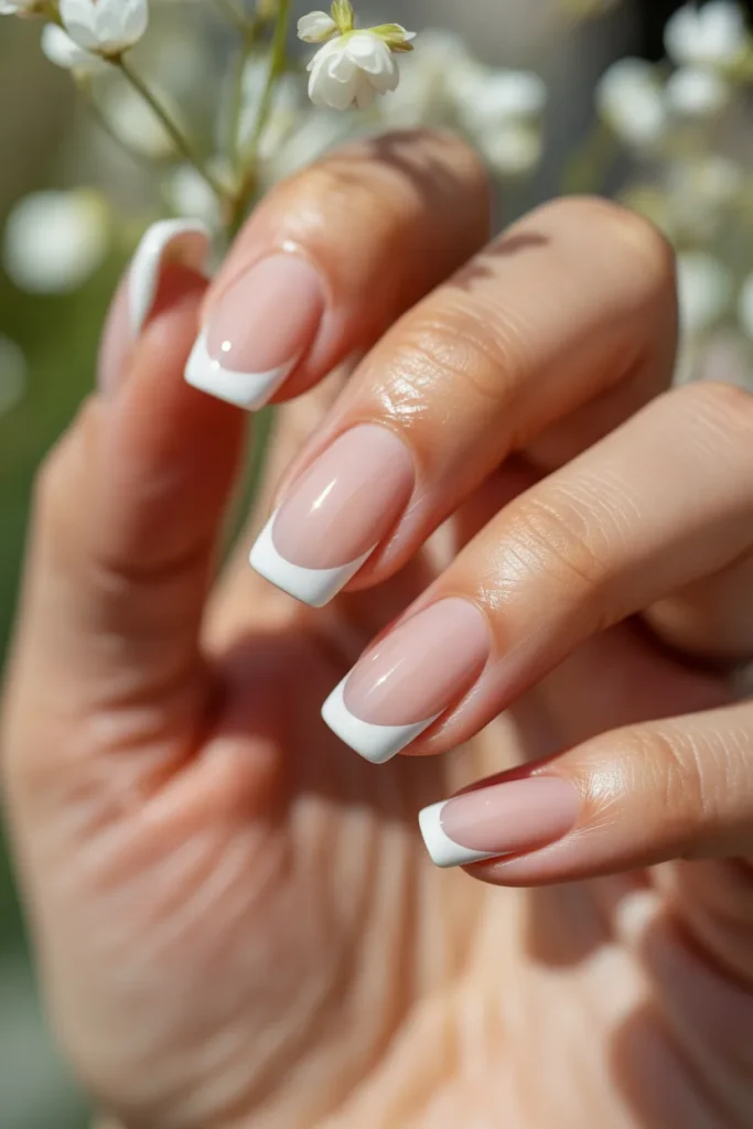 2.Classic White French Tip Gel X Nails 1