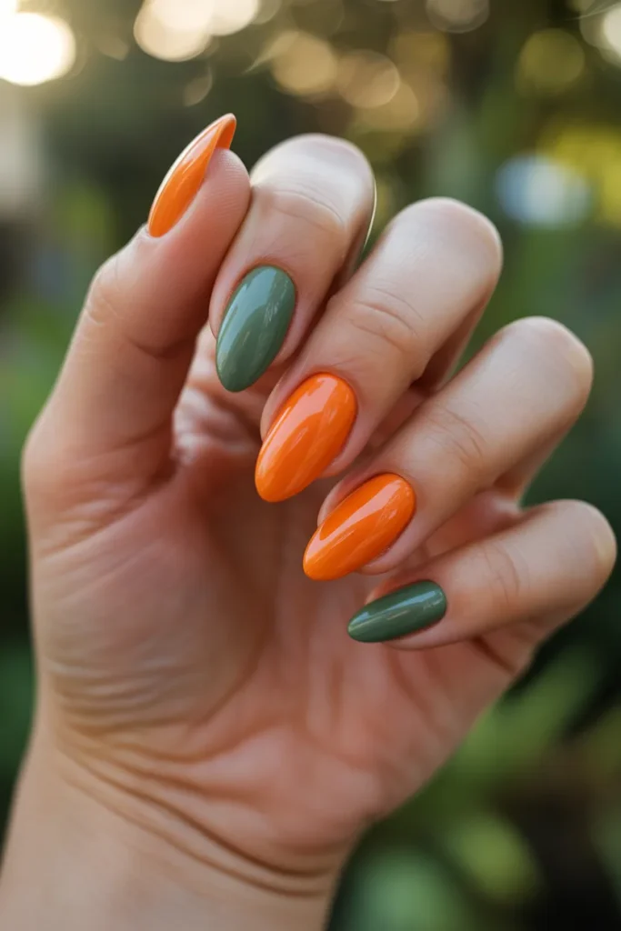20 Orange and Green Nails — Botanical · Beginner