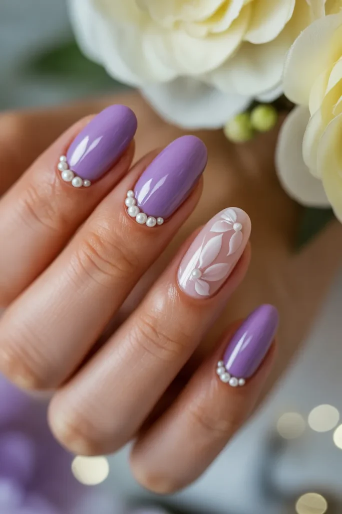 20 Purple Spring Nails with Pearls — Wedding ·