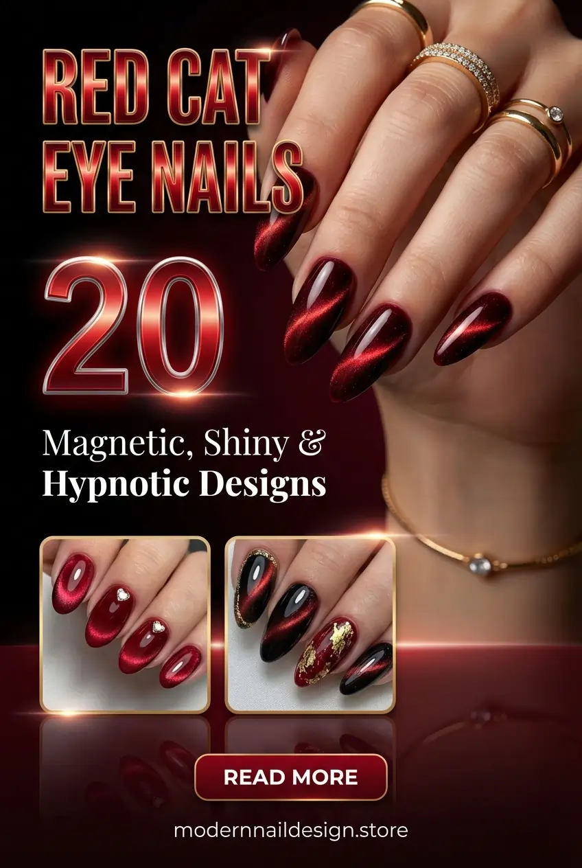 Red Cat Eye Nails