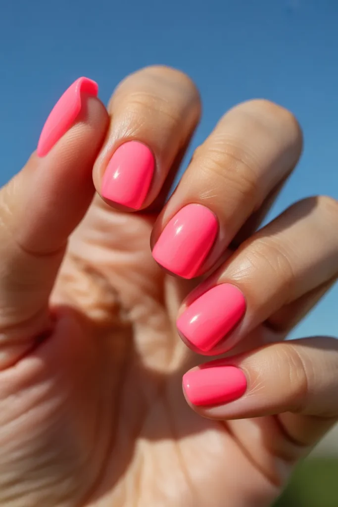20 Short Square Nails — Neon Summer