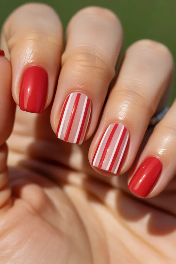 20 Simple Almond 4th of July Nails — Stripes · Beginner