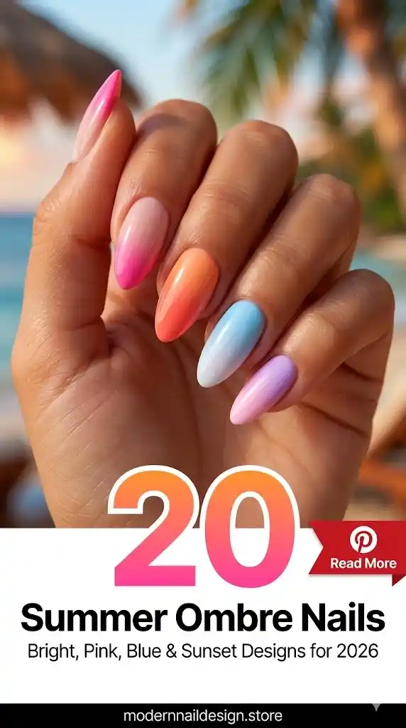 20 Summer Ombre Nails ☀️ Bright Pink Blue Sunset Designs for 2026 1