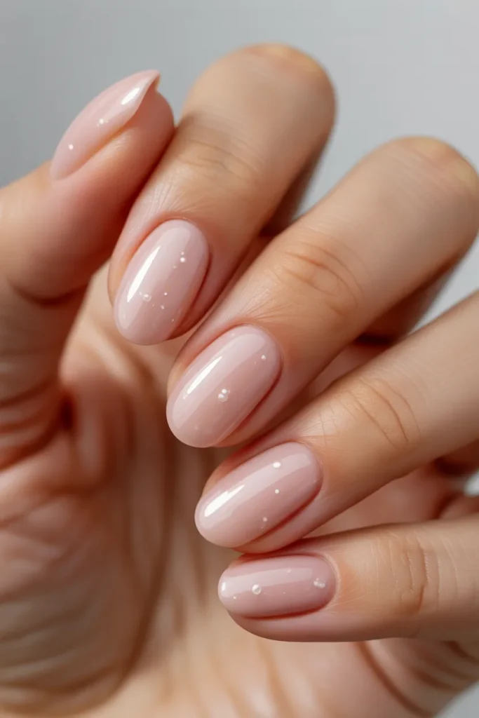 20. Blush Pink Oval Nails with Subtle Shimmer — The Refined Everyday