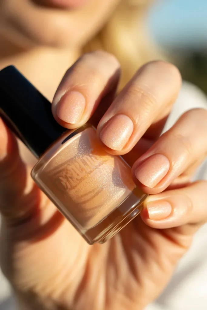 20. Peach and Apricot Glitter Nail Polish