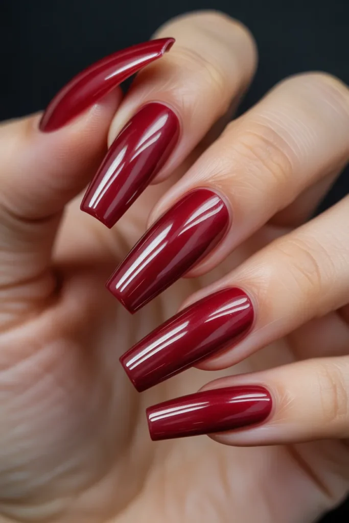 20. Red Cat Eye Nails with Double Magnetic Streak