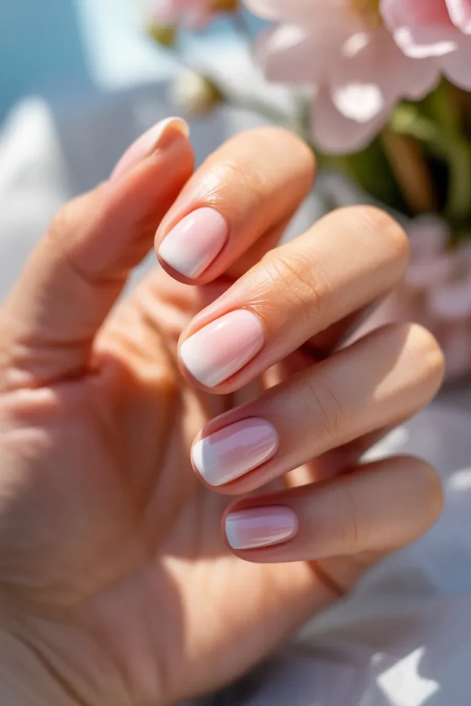 Short Acrylic Nails 21 20. Subtle Ombre Fade