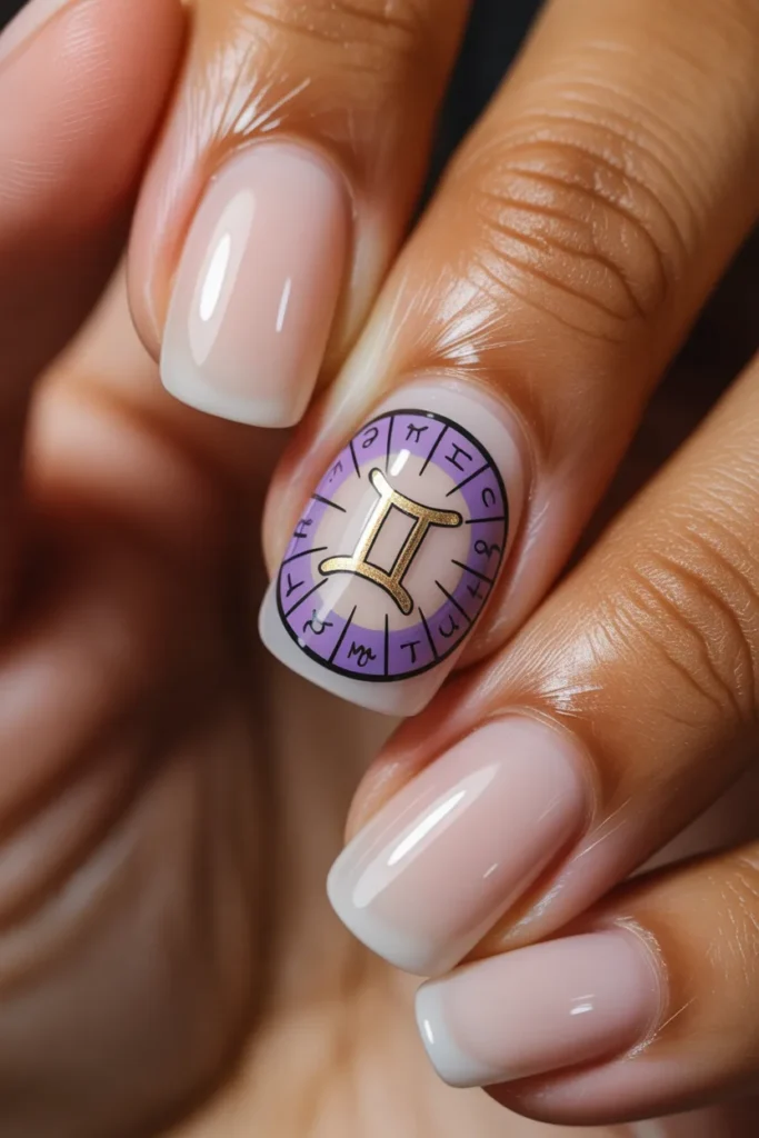 21 Gemini Nail Design — Astrology Wheel Accent · Advanced